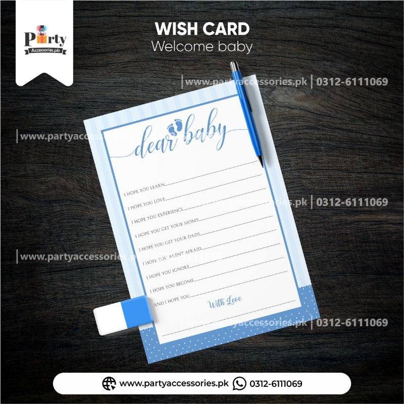 Welcome baby decoration ideas Customized wish cards for baby boy