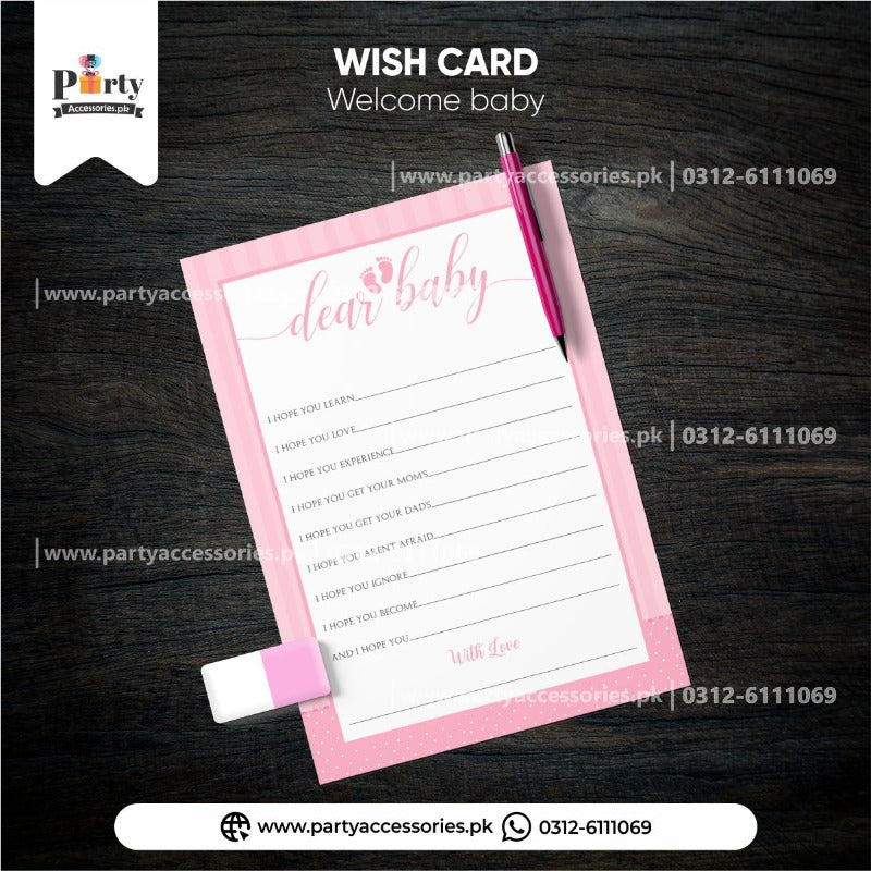 Welcome baby decoration ideas Customized wish cards for baby girl