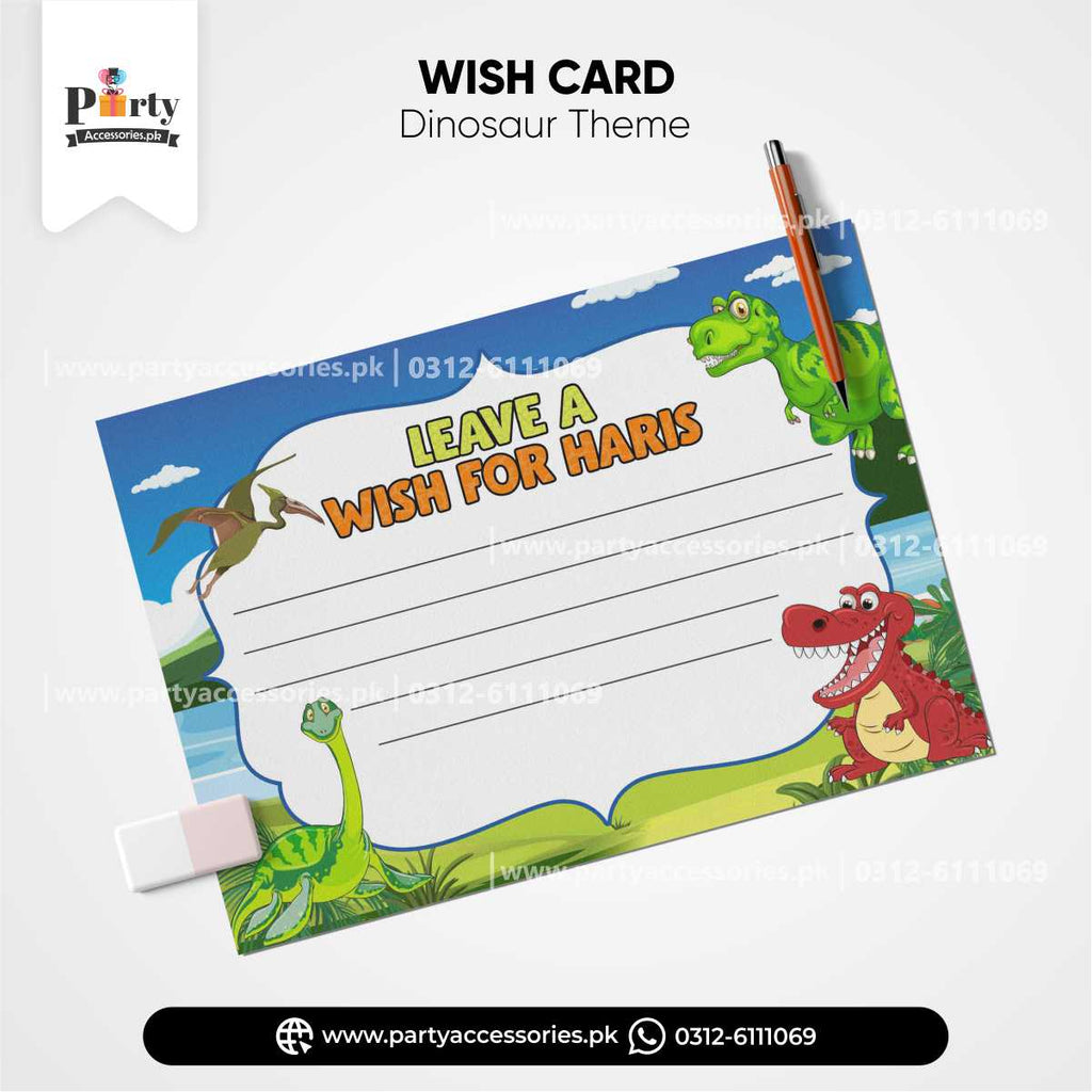 dinosaur theme customized wish cards 
