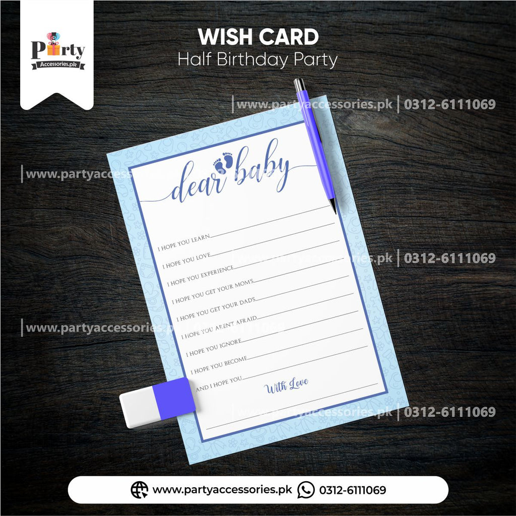 HALF BIRTHDAY CUSTOMIZED WISH CARDS IN BLUE COLOR 