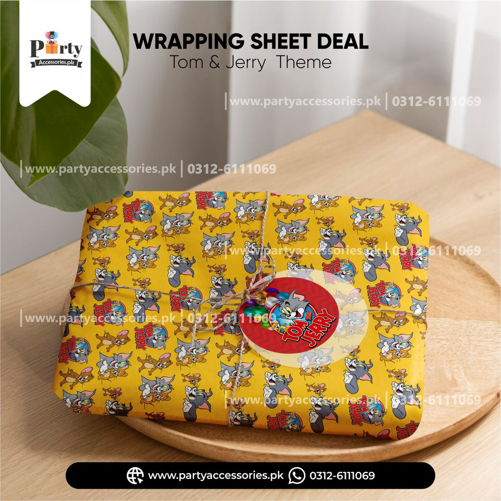 toma nd jerry theme customized gift wrapping sheet deal with tag