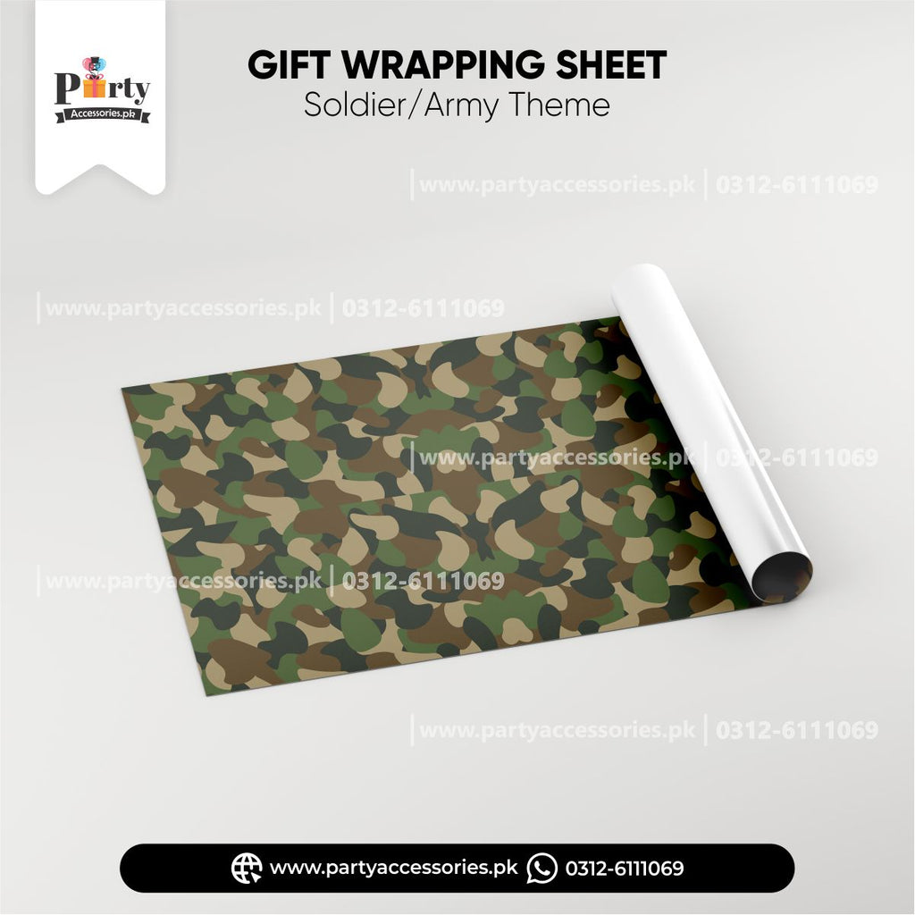 Gift wrapping sheets for Army Soldiers theme birthday party