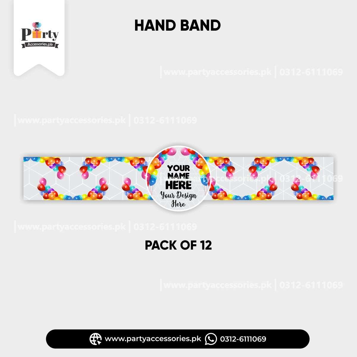 Customized Hand Band / Wrist Band for Events, Sports or Any Celebrations (Pack of 12)