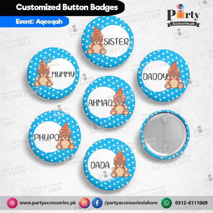 Aqiqah celebration decor | personalized badges IDEAS (pack of 6) for baby boy aqeeqah