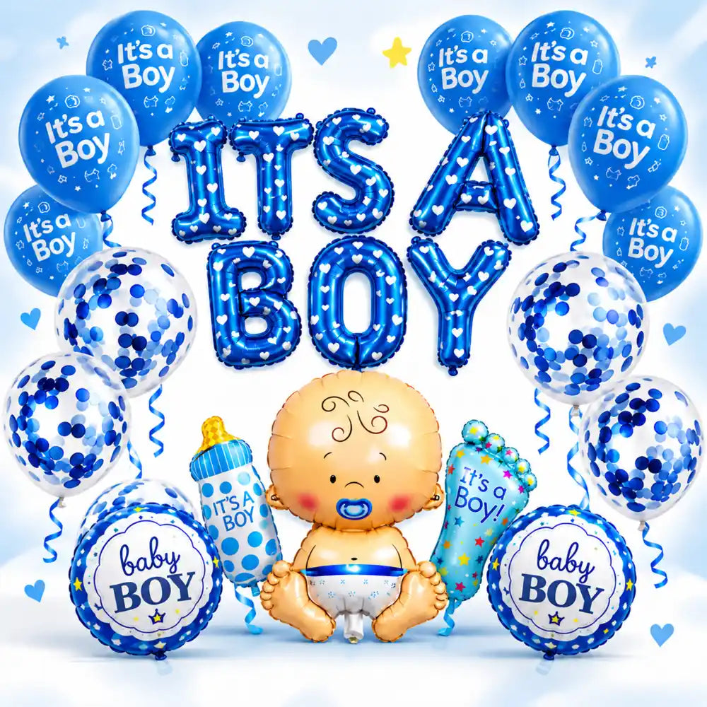 Baby Boy Balloon Decoration Set – It’s a Boy Welcome Party Décor Kit
