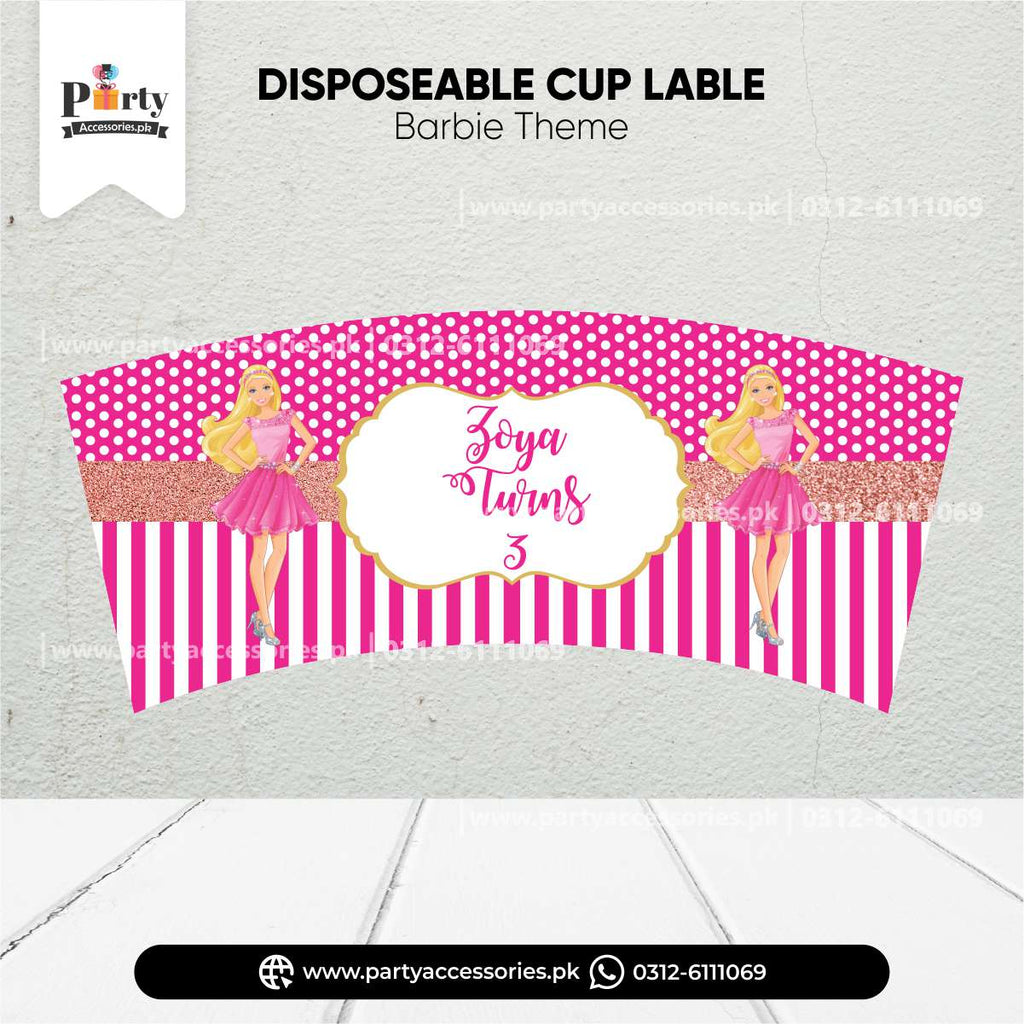 Barbie Doll theme party Customized disposable Paper CUPS pinterest ideas