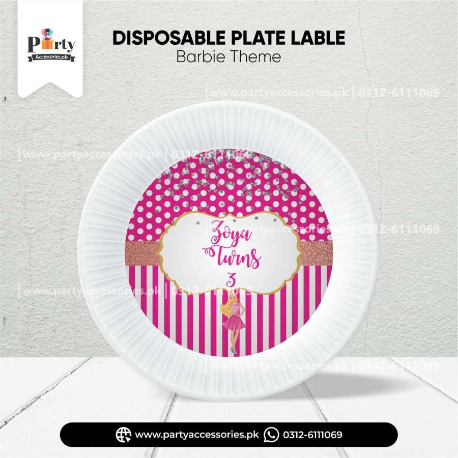 barbie doll theme decorations paper plates