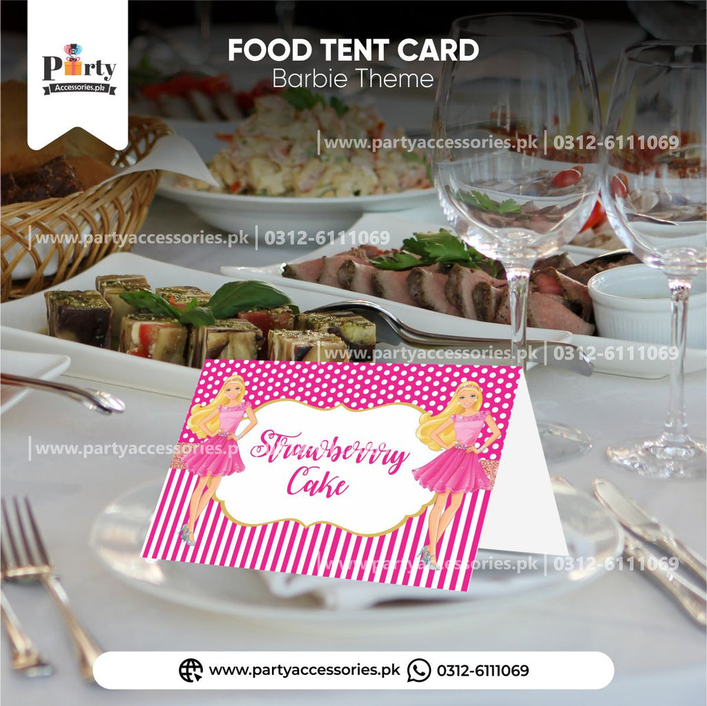 barbie theme customized table tent cards PINTEREST IDEAS