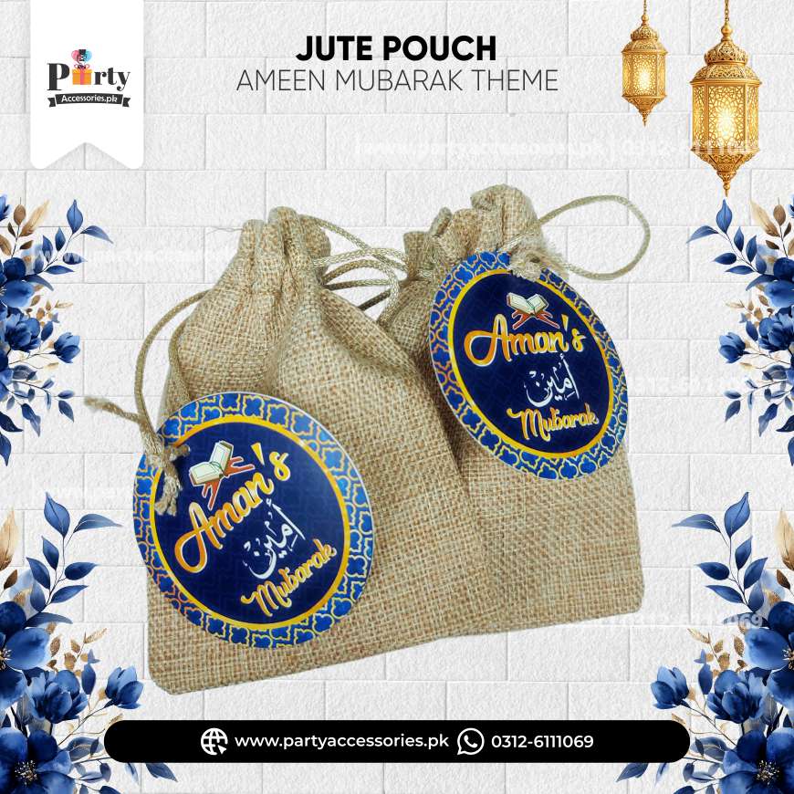 Ameen Mubarak Customized Jute Bid Pouches 