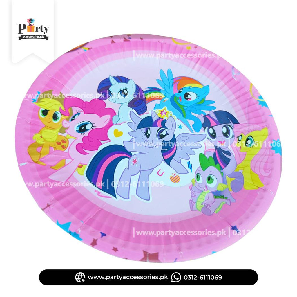 Little Pony Theme Disposable Paper Plates – Pack of 10 Kids Party Tableware