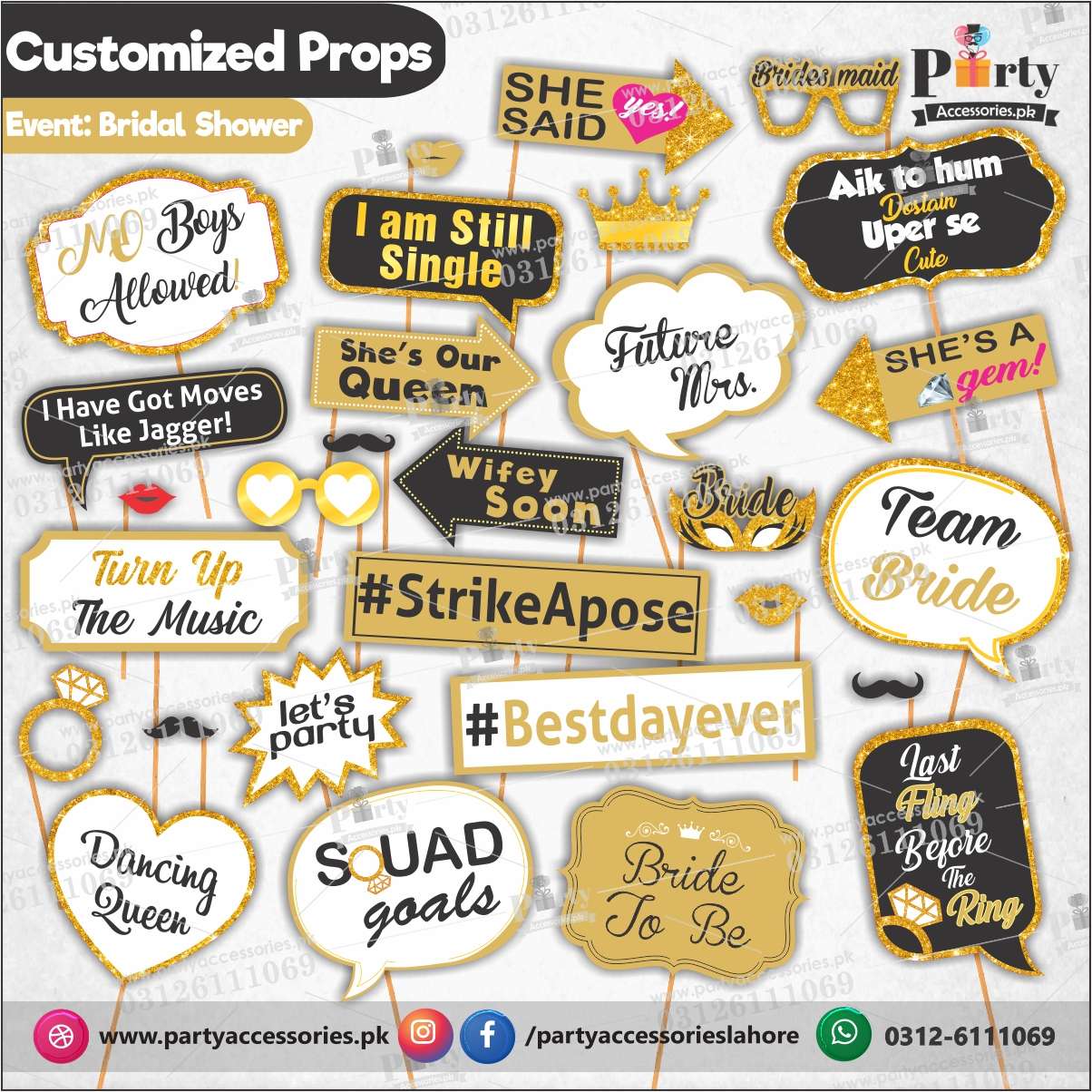Bride to be Party Photo props for bridal shower amazon ideas 