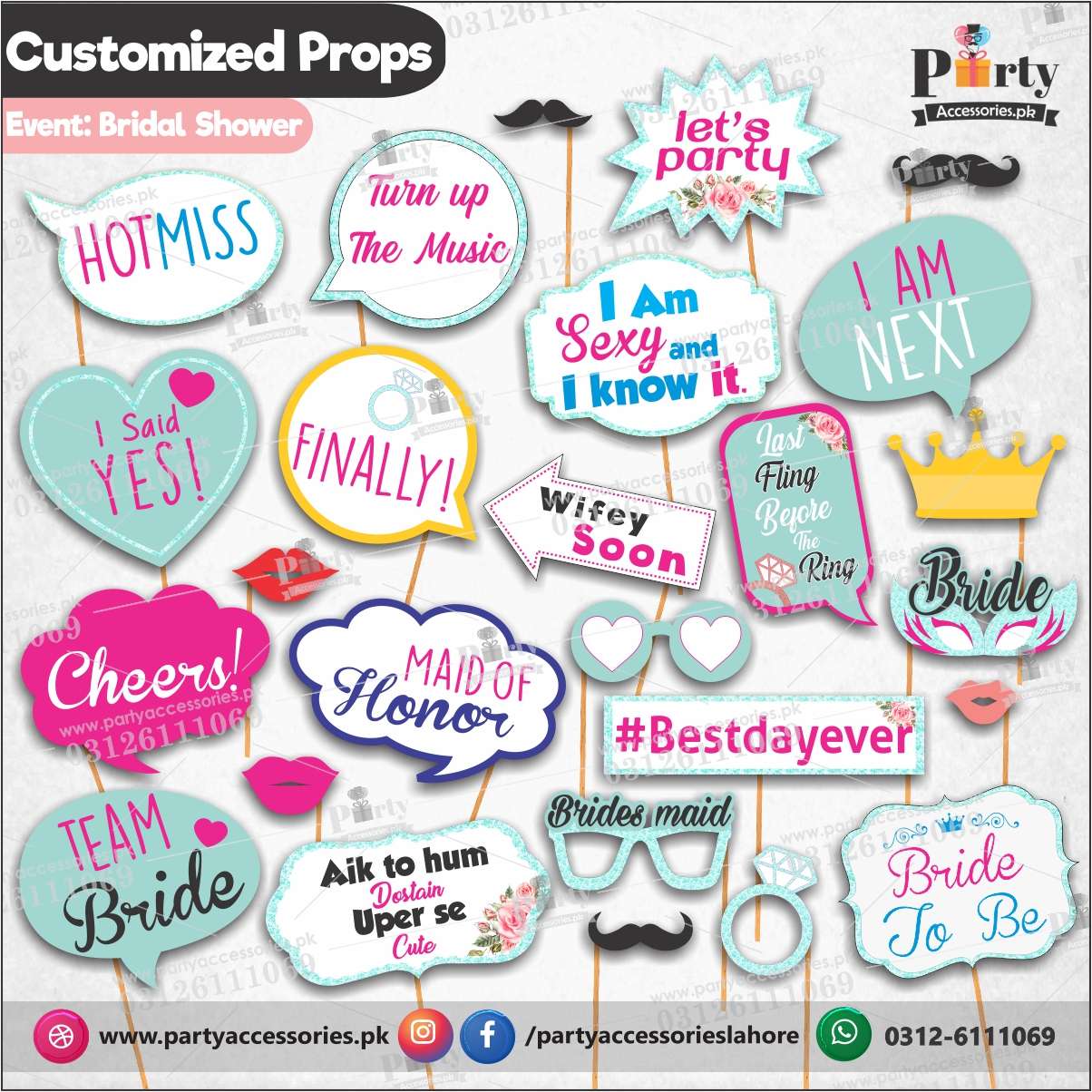 Bride to be Party Photo props for bridal shower pinterest ideas 