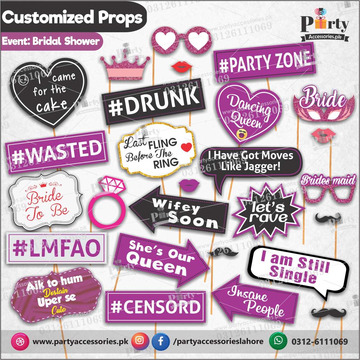 Bride to be Party Photo props for bridal shower daraz decoration 