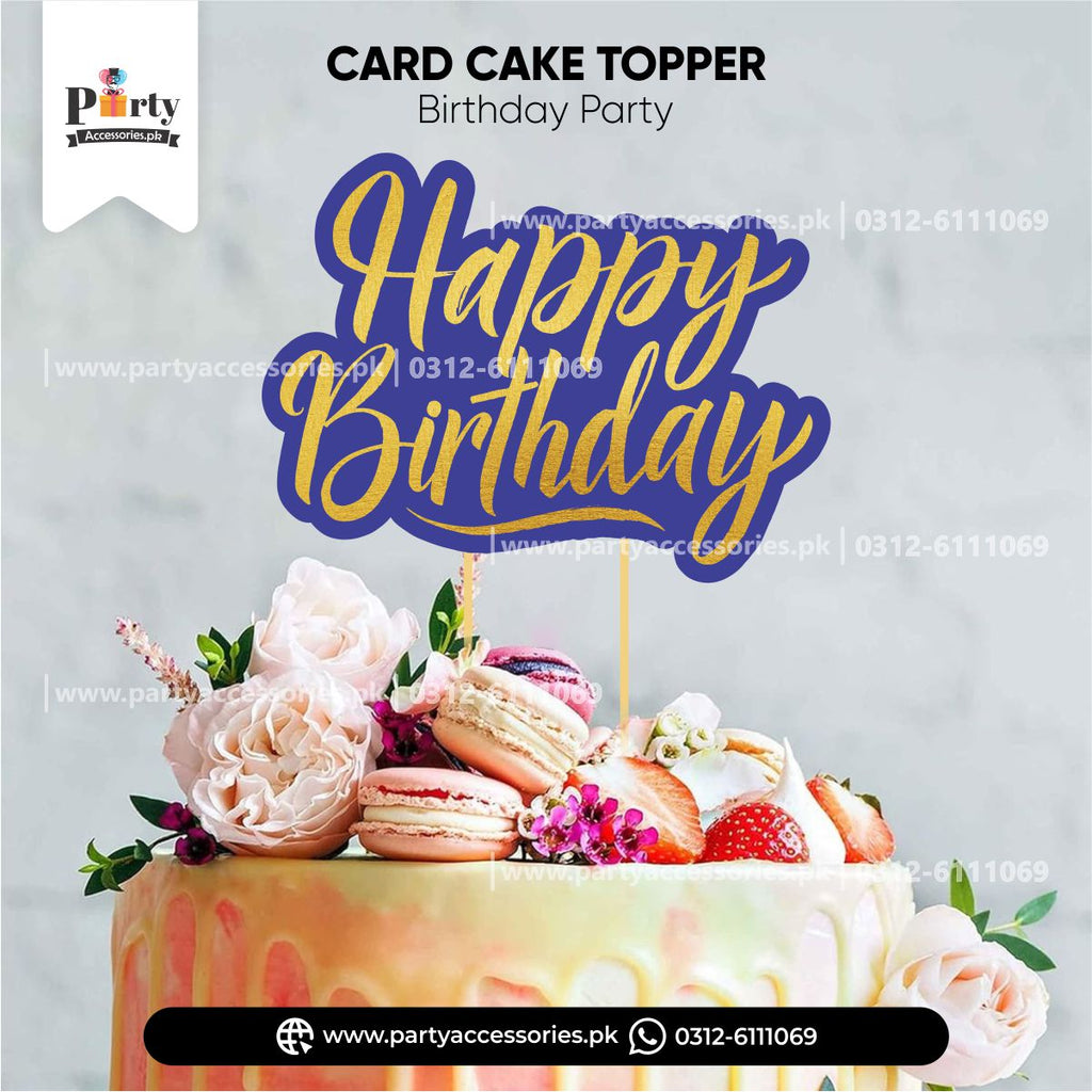happy birthday blue card cake topper for boys 