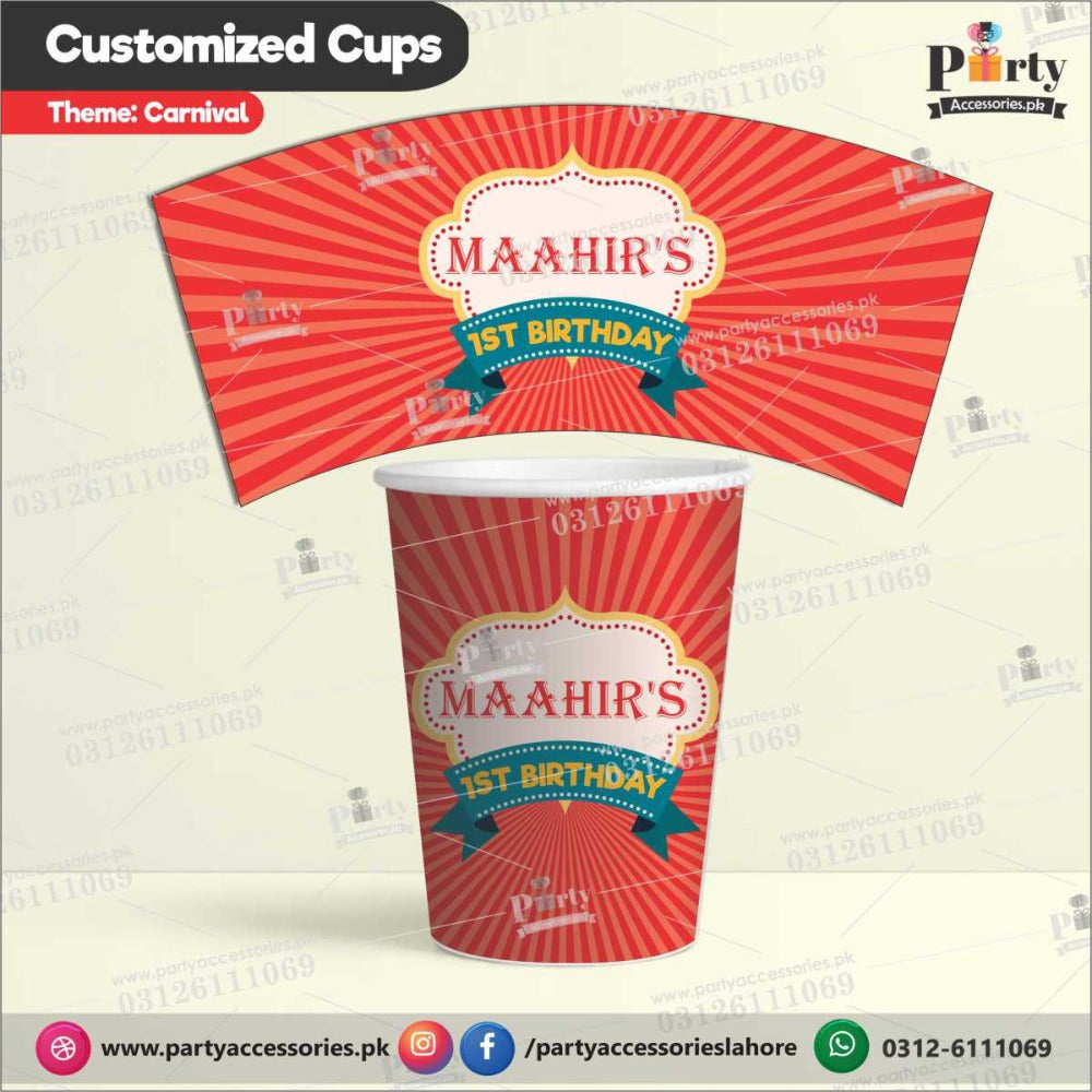 circus carnival theme paper cups