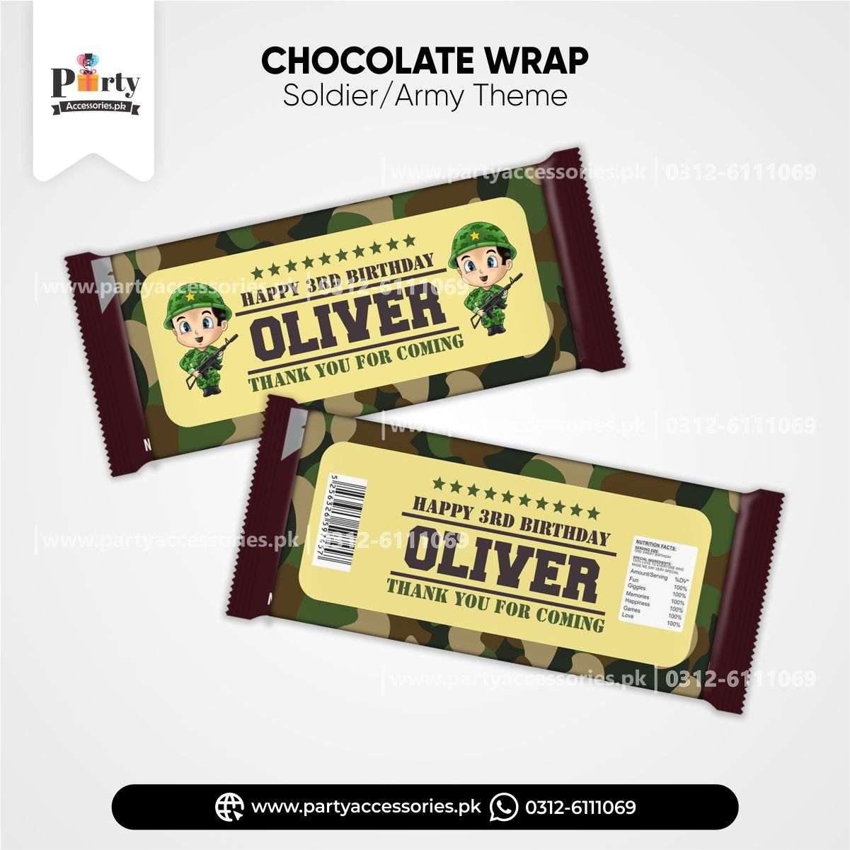 army theme chocolate wraps 
