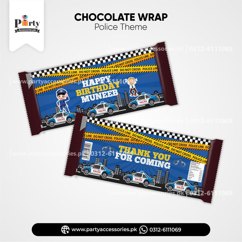 policeman theme customized chocolate wraps 