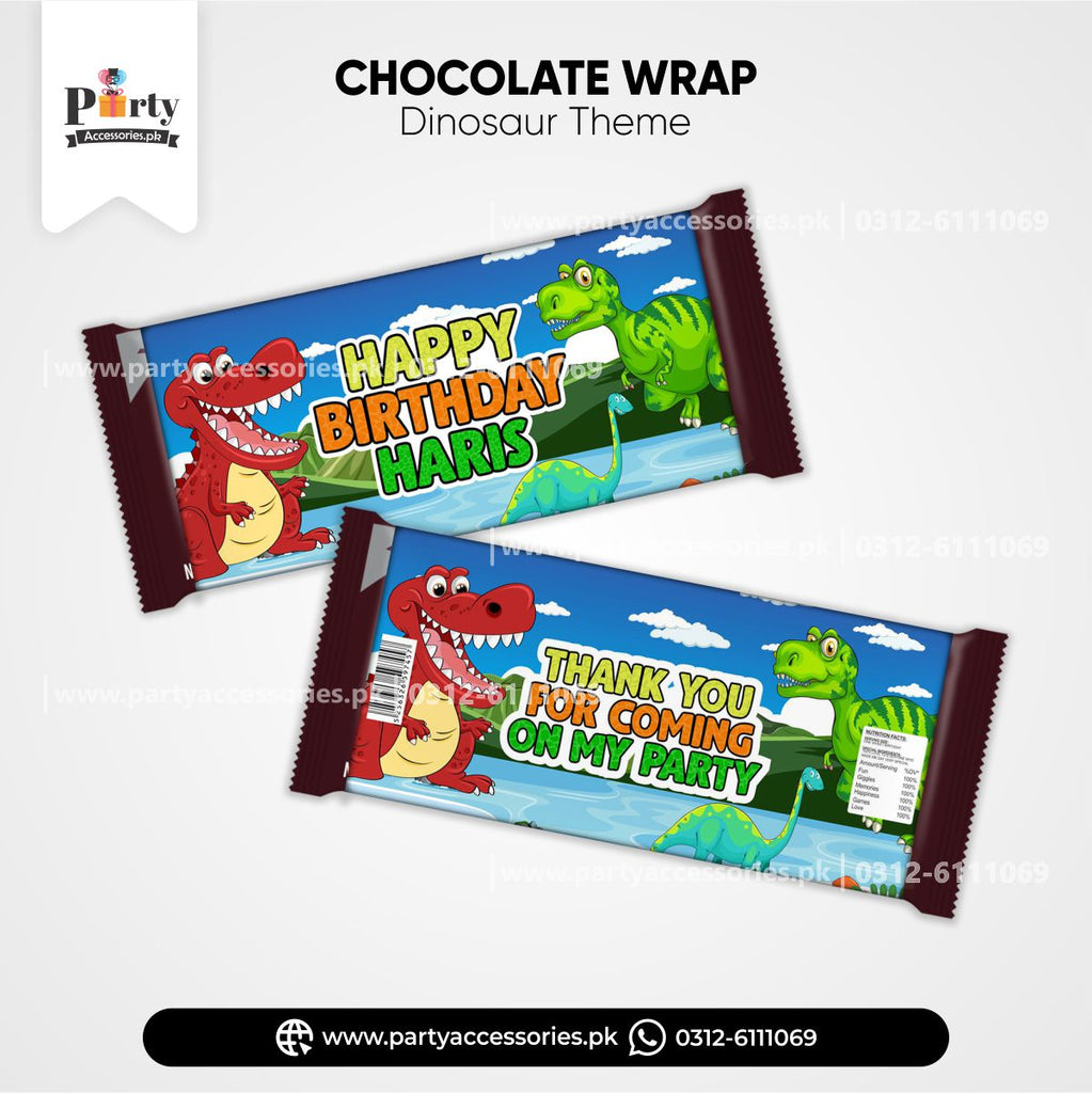 dinosaur theme customized birthday chocolate wraps 