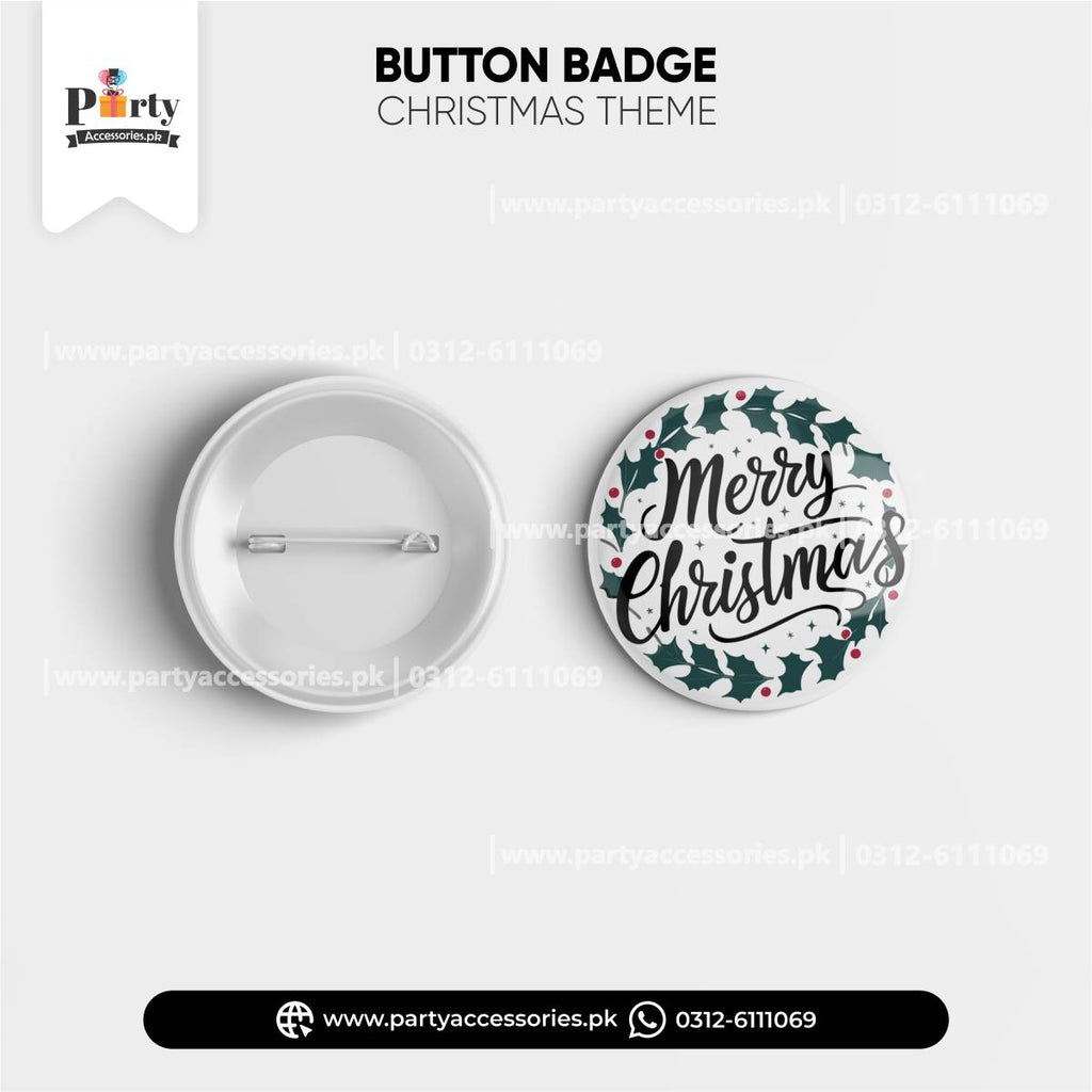 Christmas Theme Button Badge – Festive Party Celebration Accessory (Each pcs)