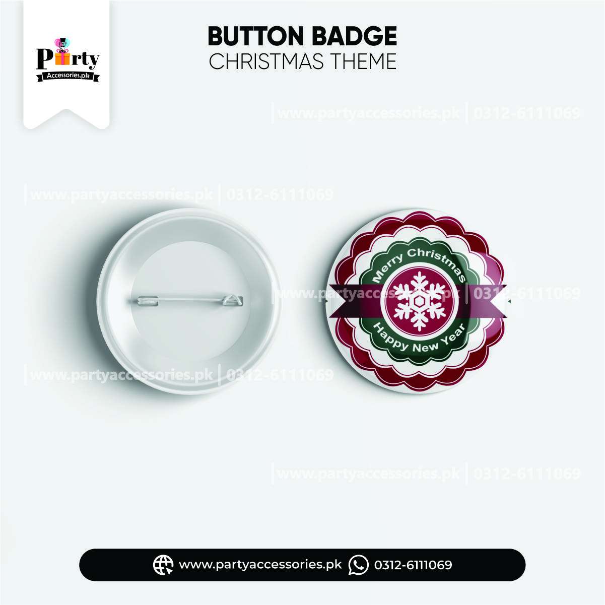 Christmas and Happy New Year Button badge