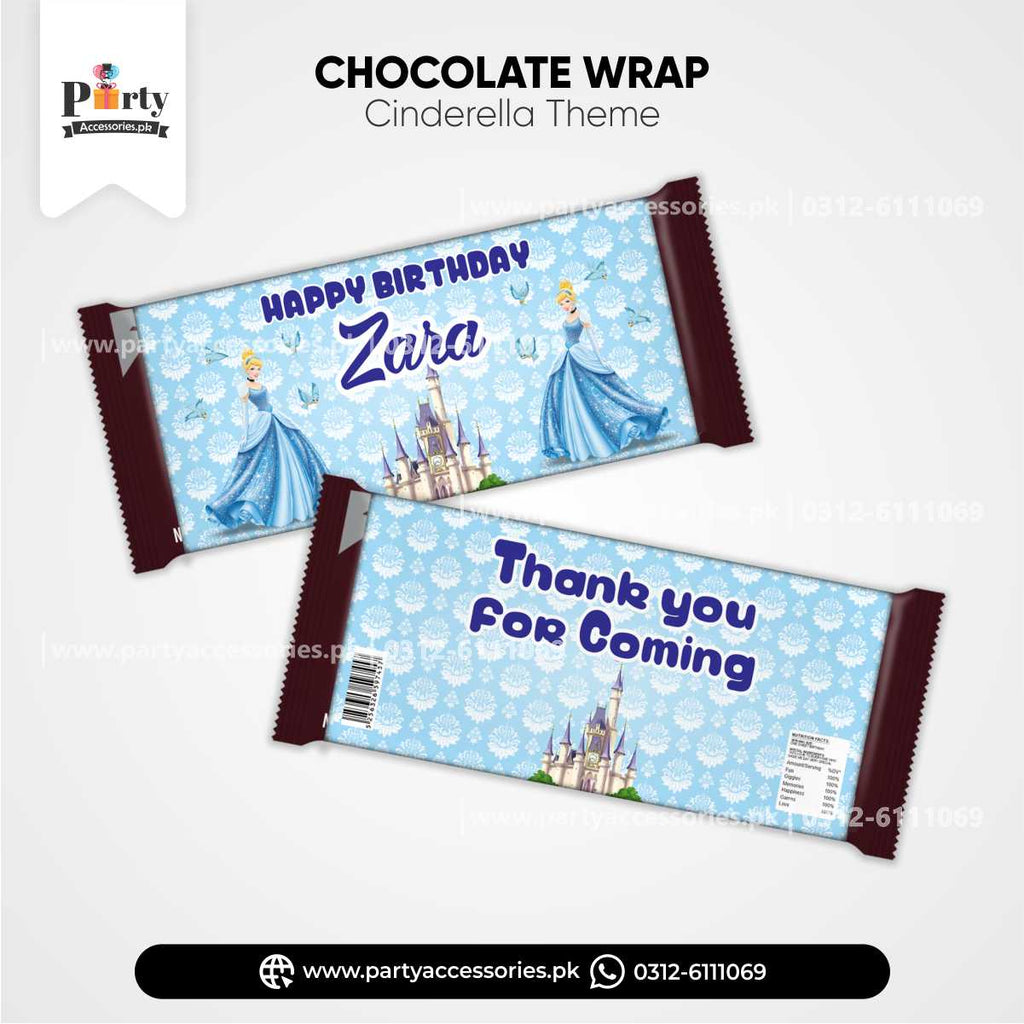 Cinderella Theme Customized Chocolate Wraps for Birthday Party Decoration