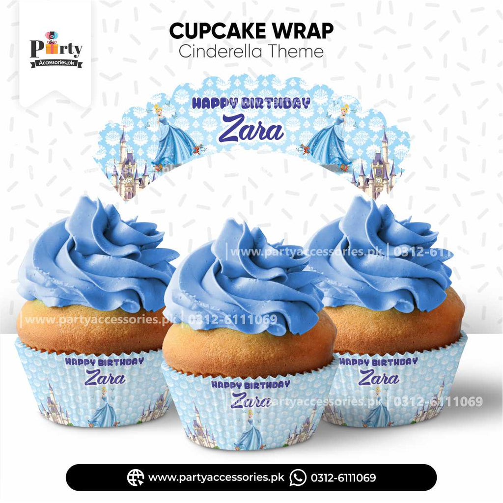 Cinderella Theme Customized Cupcake Wraps for Birthday Party Decoration