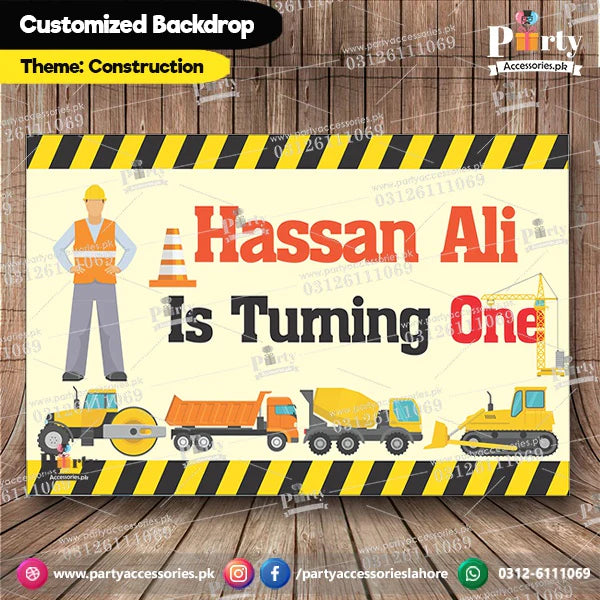 construction theme customized backdrop 