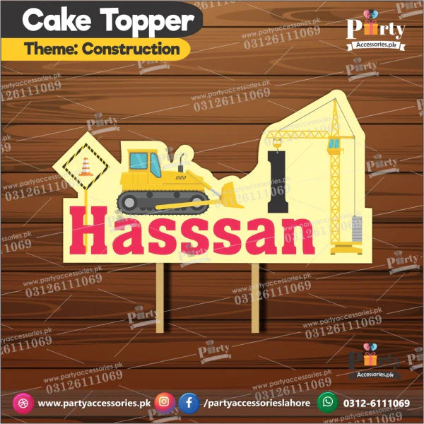 construction threme card cake topper
