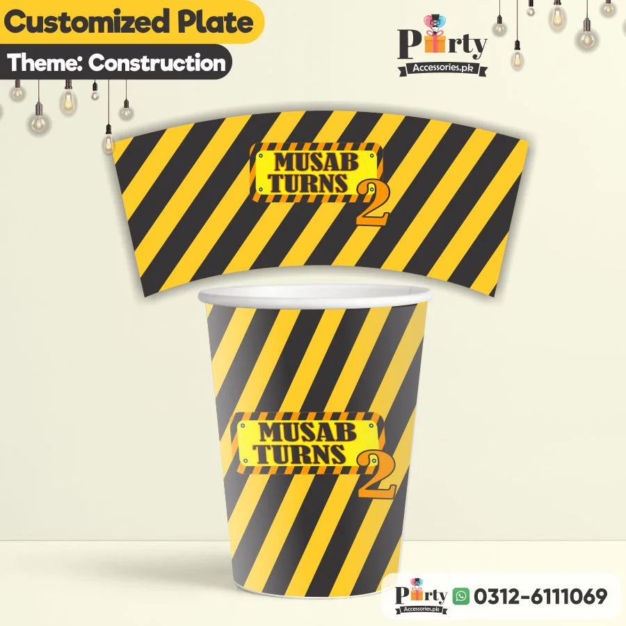 customized cups for construction theme 