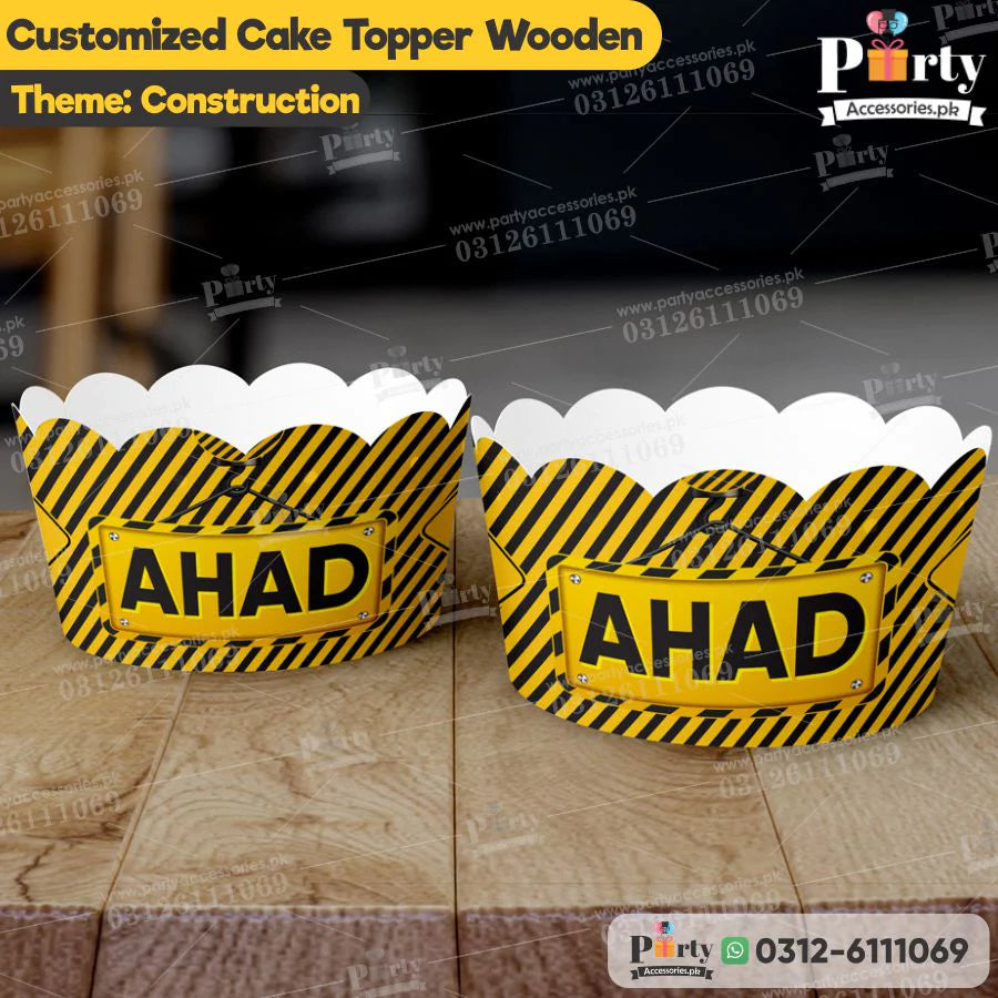 Construction theme table decorations | Customized Cupcake wraps (8 pcs)