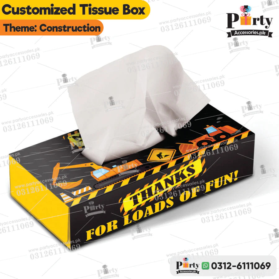 construction theme customized tissue box 