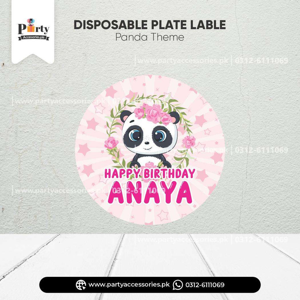 Panda Girl Theme Plates Customized Labels Plates Decorations