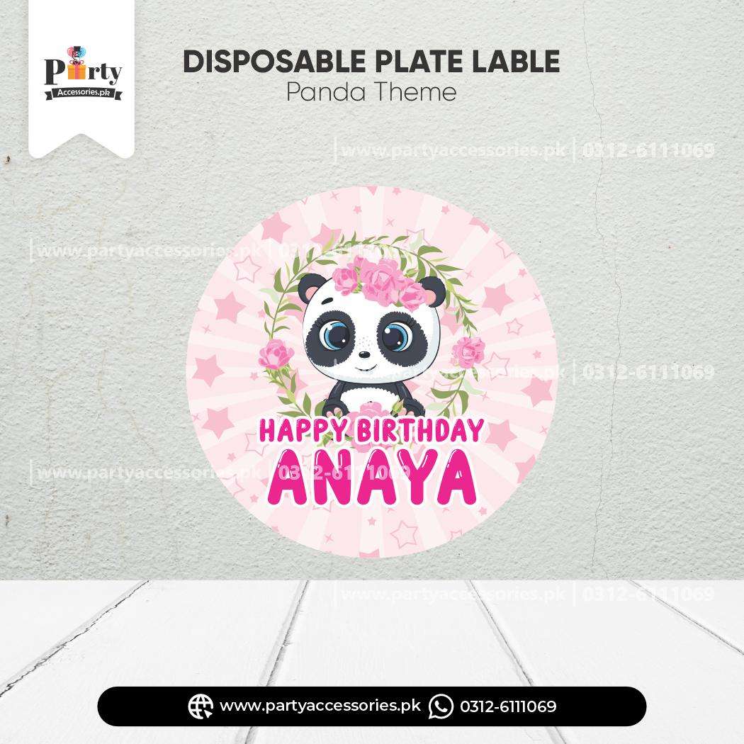 Panda Girl Theme Plates Customized Labels Plates Decorations