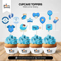 Welcome baby decoration ideas | cupcake toppers set in blue on daraz