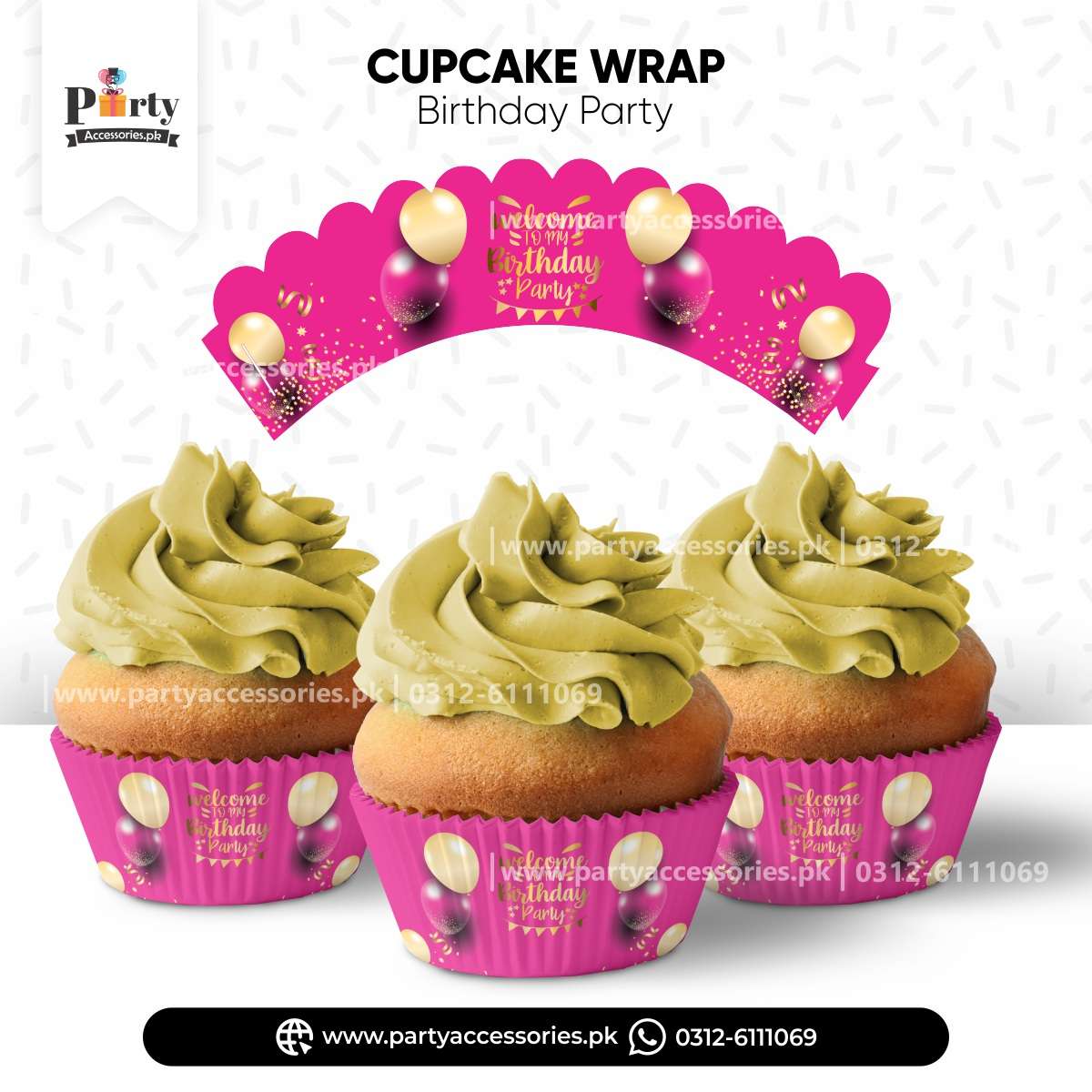 cupcake topper in pink for birthday party 