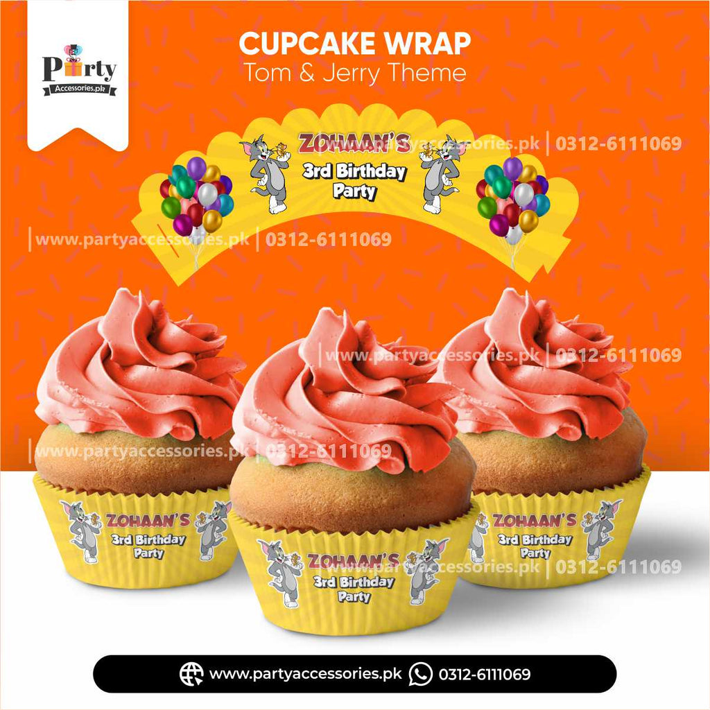 tom and jerry theme customized cupcake wraps