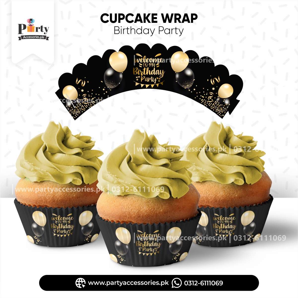 cupcake toppers for birthday in black 