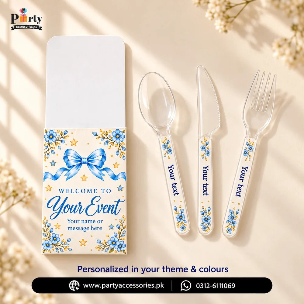 Disposable Cutlery Set with Customized Holders for Table Decoration (Pack of 6)