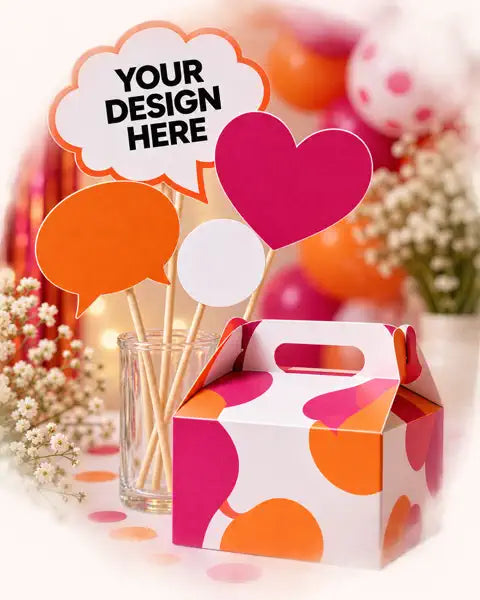 Custom party props and matching goody box
