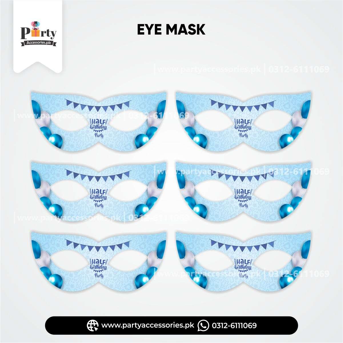 half  birthday party face mask  for baby boy 