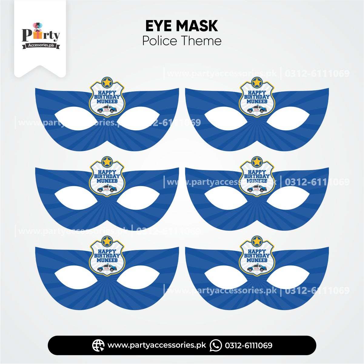 policeman theme customzed face mask for birthday event 