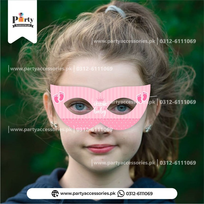 Welcome baby decoration ideas eye / face masks in pink