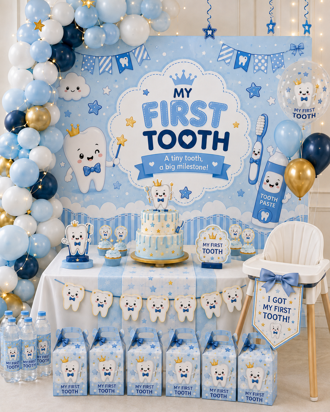 First Tooth party decorations for baby boy