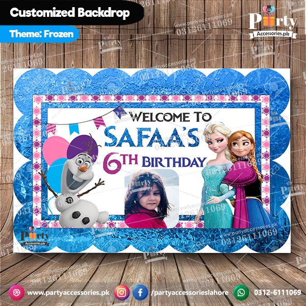Customized Frozen Theme Birthday Party Backdrop 