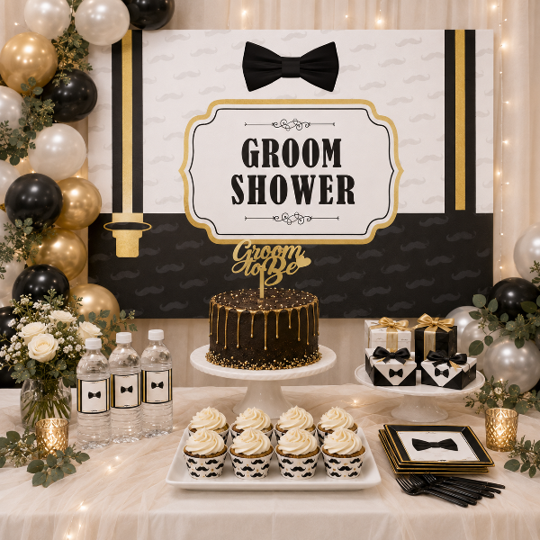 groom shower decorations and party accessories