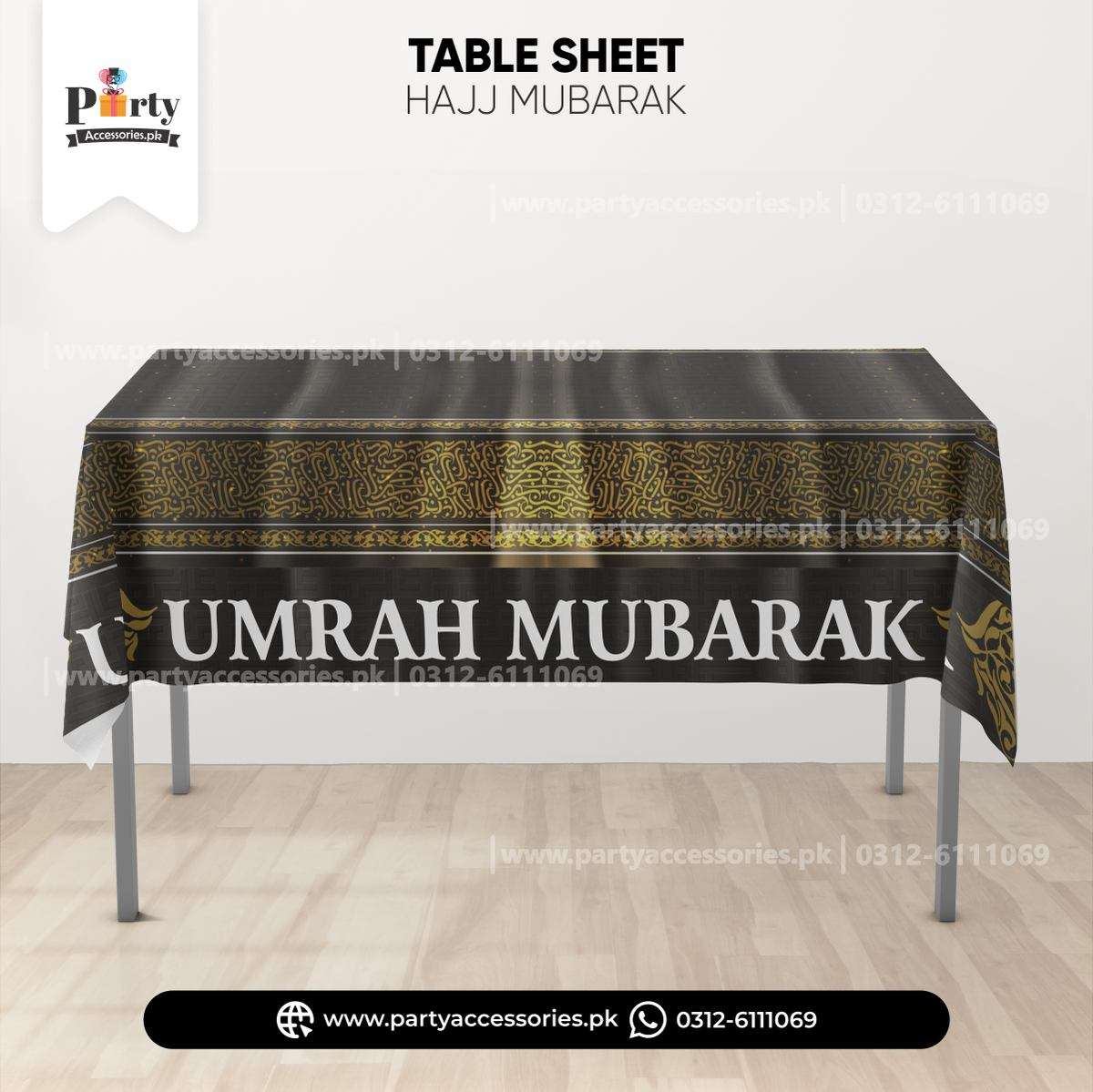 Umrah Mubarak Customized Table Top Sheet – Festive Table Decoration