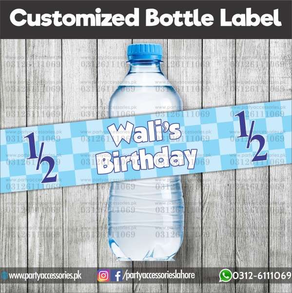 half birthday theme customized bottle labels 