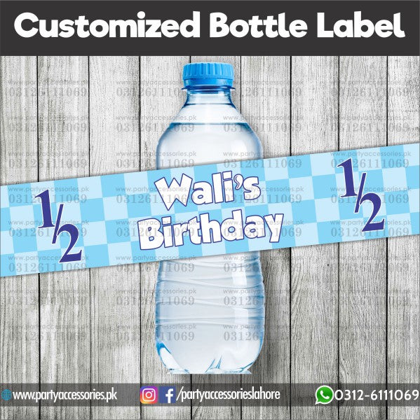 half birthday theme customized bottle labels 