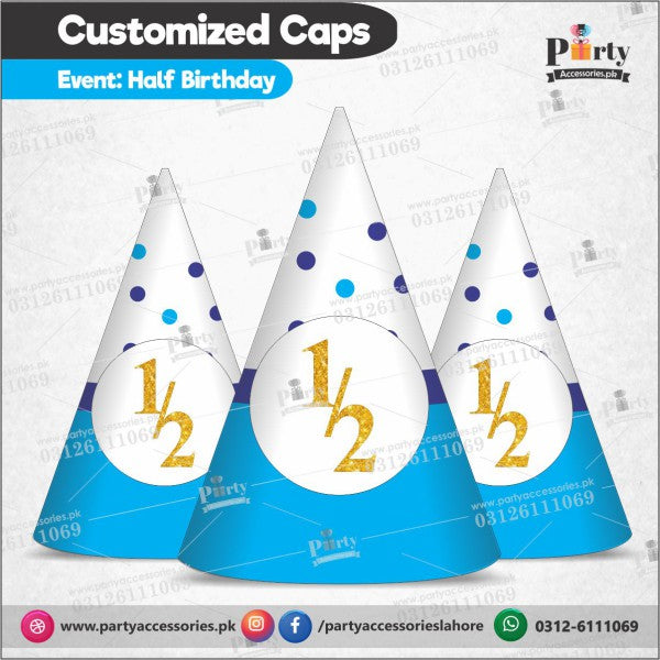 half birthday cone caps blue for baby boy 