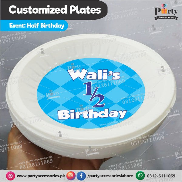 half birthday theme customized plates 